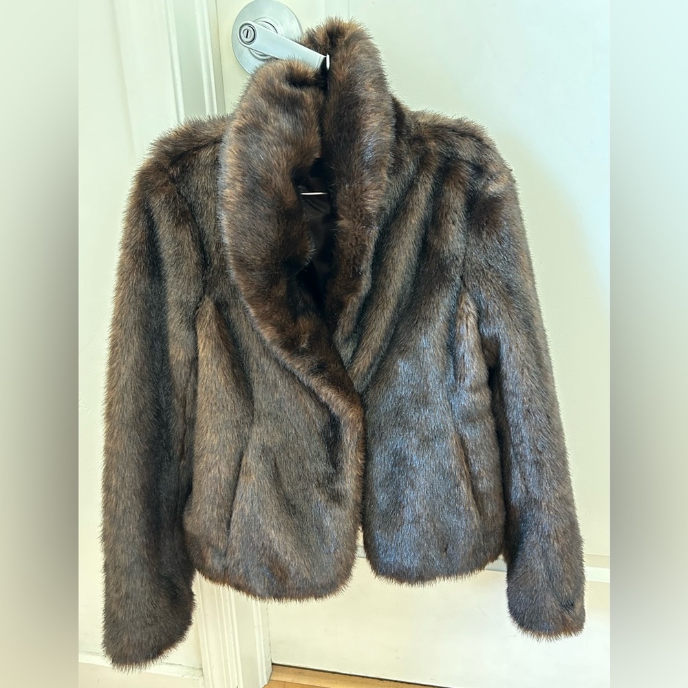 Faux Fur Coat. Brown